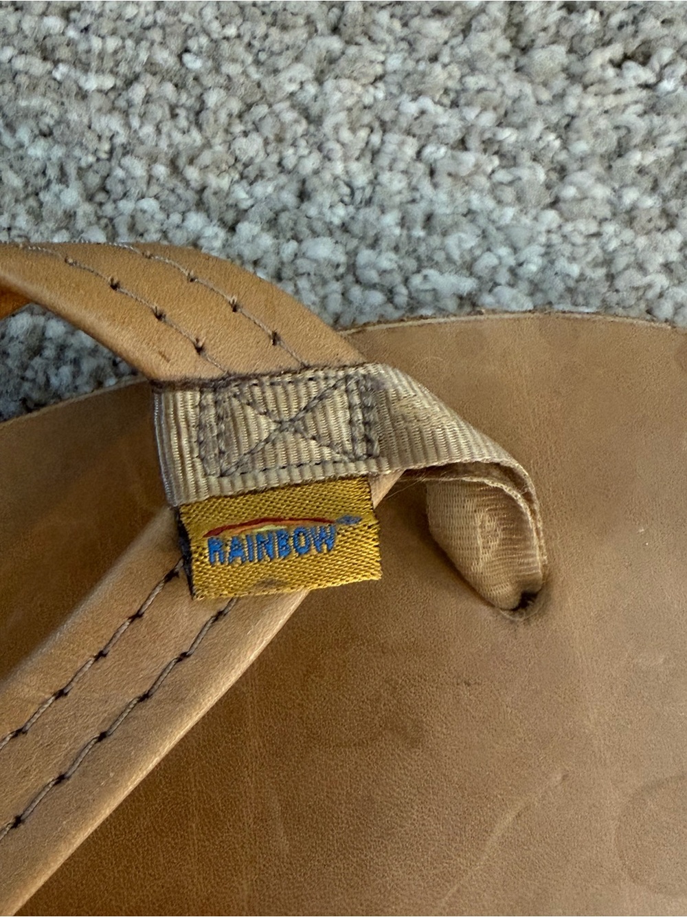 Rainbow Sandals Men’s Leather Flip Flops Tan Brown 10.5” Length - Picture 5 of 7